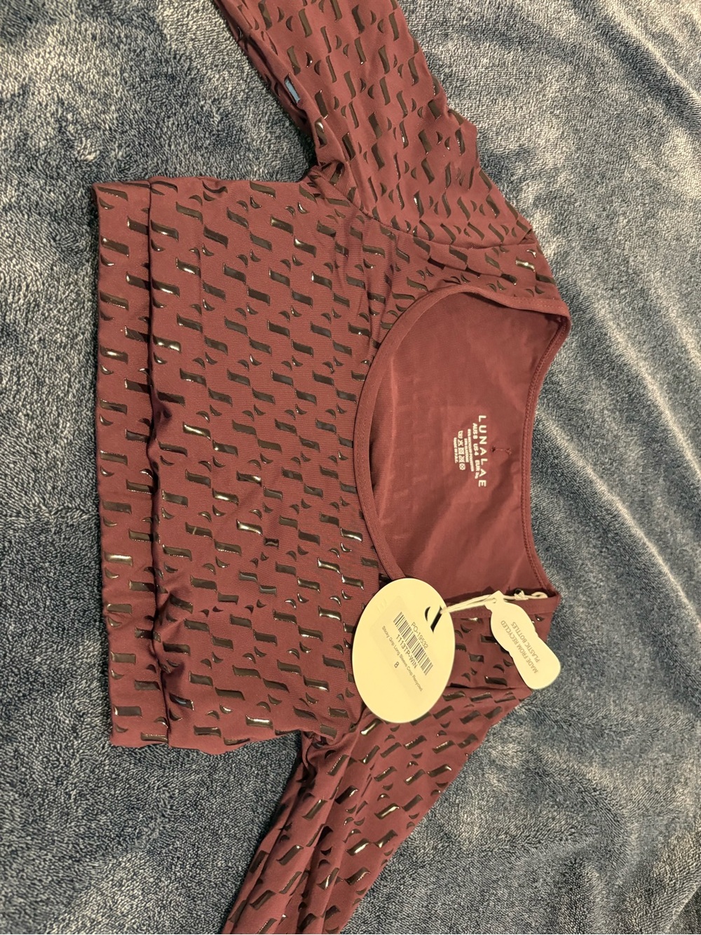 Lunatee Women's Burgundy Long Sleeve Cutout Crop Top